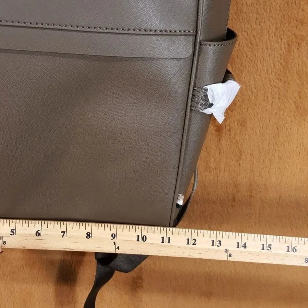 HUGO BOSS Mens Backpack Tan Brown Regenerated Leather ZAIR $299